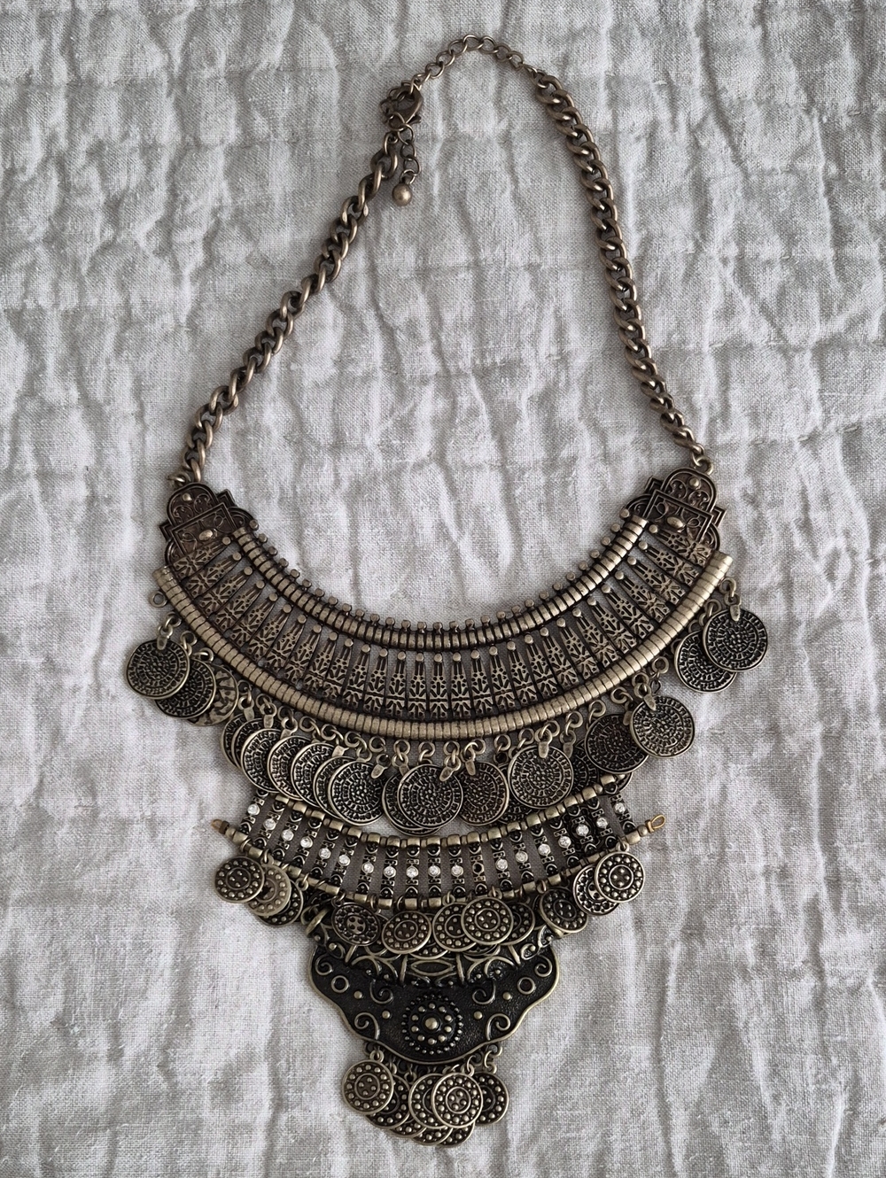 Antique-Inspired Gold Statement Bib Necklace